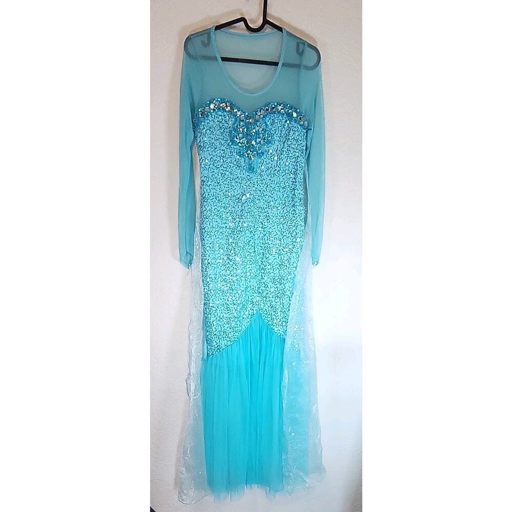 Leg Avenue Blue Sequin Long Sleeve Princess Elsa Frozen Costume Dress, Size M - Picture 5 of 14